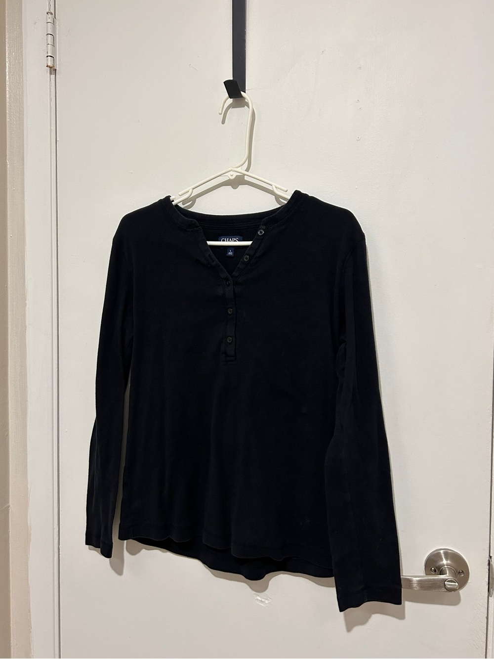 Chaps black long sleeve henley